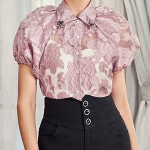 Elegant Appliques Organza Blouse